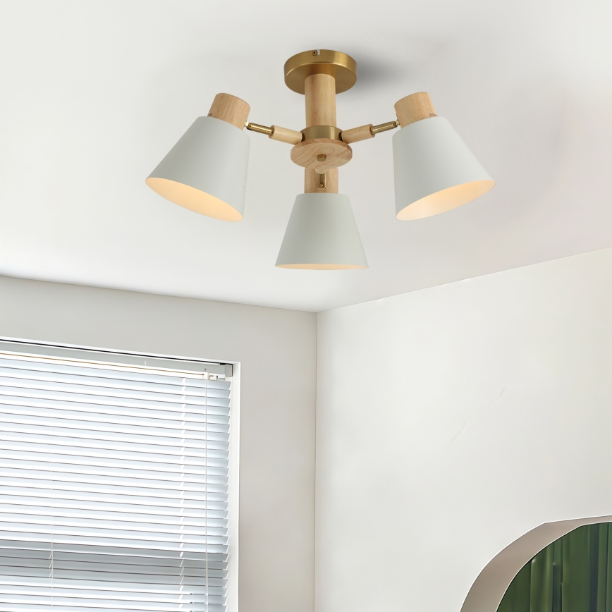 Brilagi - Flush-mounted ceiling light LUND WOOD 3xE27/40W/230V Ø 50 cm rubberwood