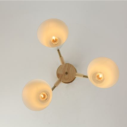 Brilagi - Flush-mounted ceiling light LUND WOOD 3xE27/40W/230V Ø 50 cm rubberwood