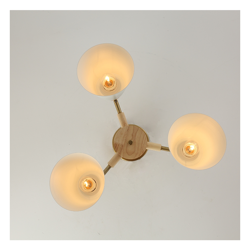 Brilagi - Flush-mounted ceiling light LUND WOOD 3xE27/40W/230V Ø 50 cm rubberwood