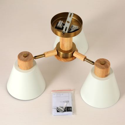 Brilagi - Flush-mounted ceiling light LUND WOOD 3xE27/40W/230V Ø 50 cm rubberwood