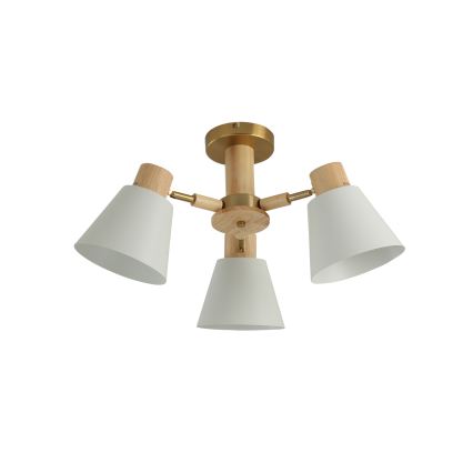 Brilagi - Flush-mounted ceiling light LUND WOOD 3xE27/40W/230V Ø 50 cm rubberwood