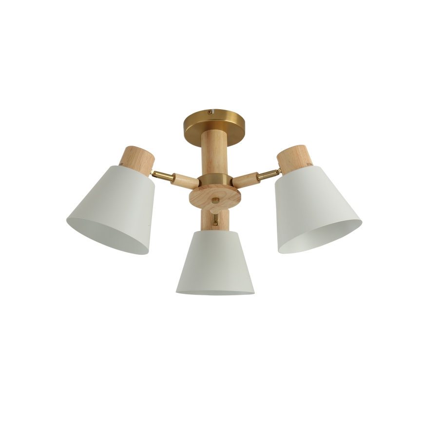 Brilagi - Flush-mounted ceiling light LUND WOOD 3xE27/40W/230V Ø 50 cm rubberwood