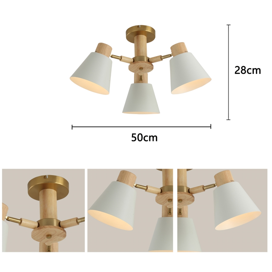 Brilagi - Flush-mounted ceiling light LUND WOOD 3xE27/40W/230V Ø 50 cm rubberwood