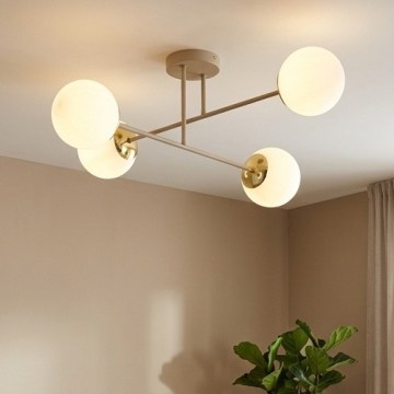 Brilagi - Flush-mounted ceiling light MILO ECRU 4xE27/60W/230V beige/gold