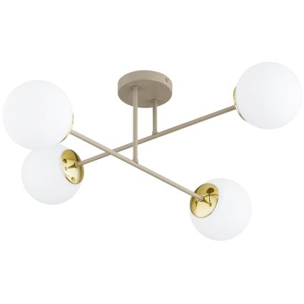 Brilagi - Flush-mounted ceiling light MILO ECRU 4xE27/60W/230V beige/gold