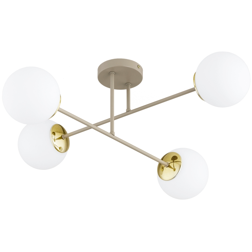 Brilagi - Flush-mounted ceiling light MILO ECRU 4xE27/60W/230V beige/gold