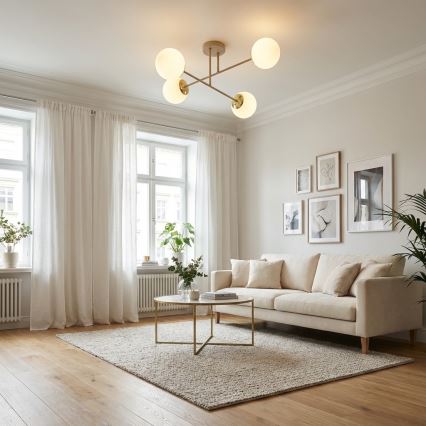 Brilagi - Flush-mounted ceiling light MILO ECRU 4xE27/60W/230V beige/gold