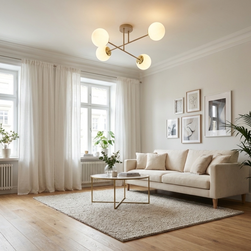 Brilagi - Flush-mounted ceiling light MILO ECRU 4xE27/60W/230V beige/gold