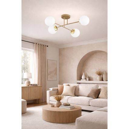 Brilagi - Flush-mounted ceiling light MILO ECRU 4xE27/60W/230V beige/gold