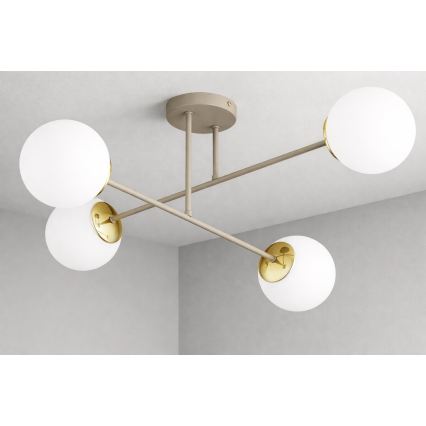 Brilagi - Flush-mounted ceiling light MILO ECRU 4xE27/60W/230V beige/gold