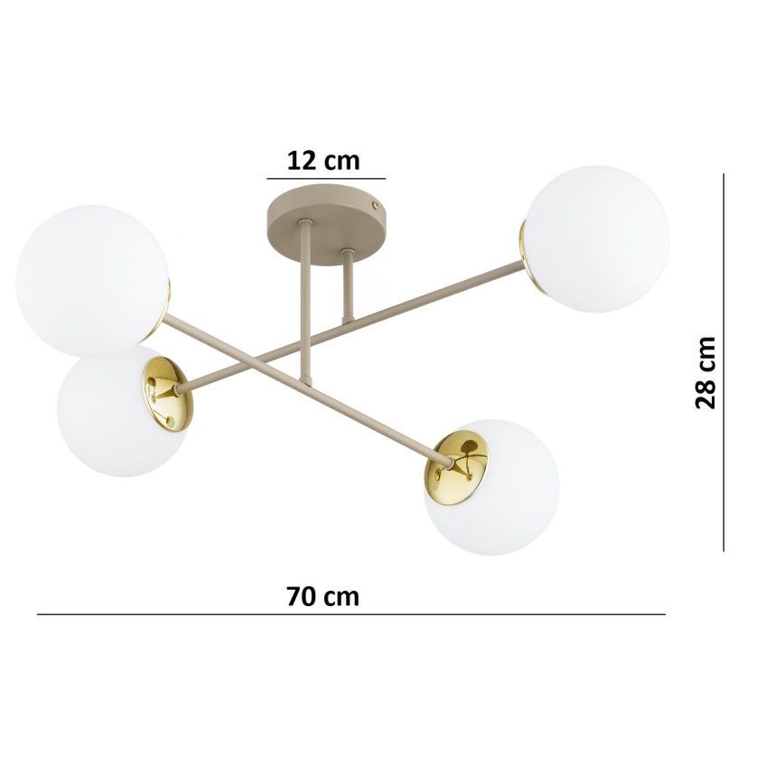 Brilagi - Flush-mounted ceiling light MILO ECRU 4xE27/60W/230V beige/gold