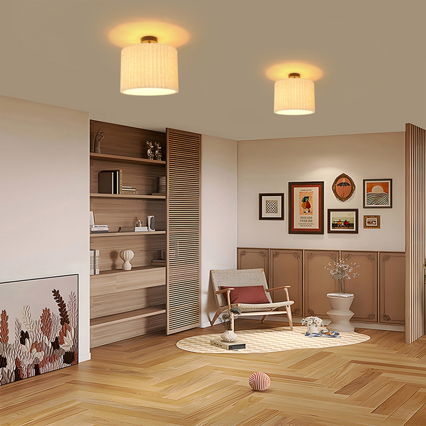 Brilagi - Flush-mounted ceiling light NORDIC WAVE 1xE27/15W/230V Ø 32 cm linen/black