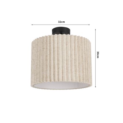 Brilagi - Flush-mounted ceiling light NORDIC WAVE 1xE27/15W/230V Ø 32 cm linen/black