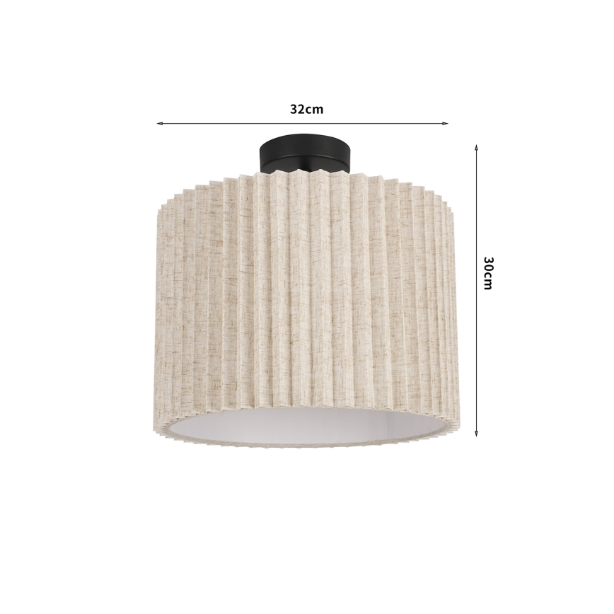 Brilagi - Flush-mounted ceiling light NORDIC WAVE 1xE27/15W/230V Ø 32 cm linen/black