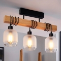 BRILAGI - Flush-mounted ceiling light WOOD GLASS 3xE27/60W/230V pine/black/white
