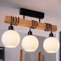 BRILAGI - Flush-mounted ceiling light WOOD GLASS 3xE27/60W/230V pine/black/white