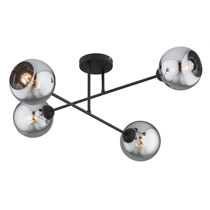 Brilagi - Flush-Mounted Chandelier 4xE27/60W/230V Black/Smoky Gray