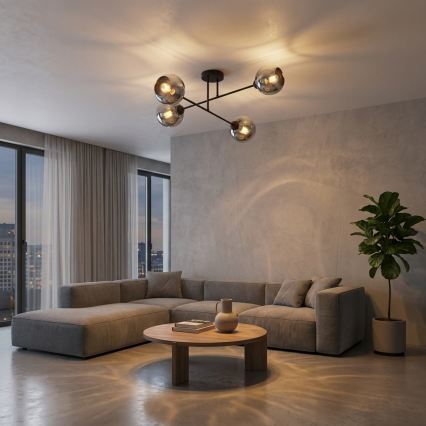 Brilagi - Flush-Mounted Chandelier 4xE27/60W/230V Black/Smoky Gray