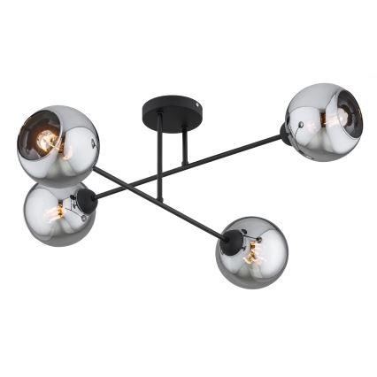 Brilagi - Flush-Mounted Chandelier DIOR 4xE27/60W/230V Black/Smoky Gray