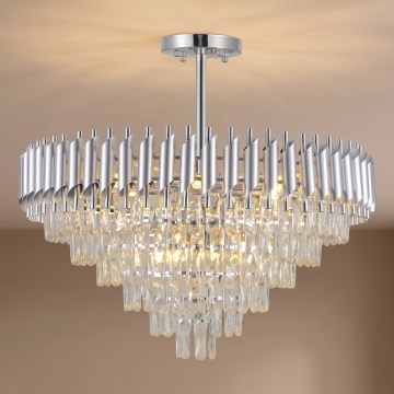 BRILAGI - Flush-mounted chandelier ECLIPSE 12xE14/10W/230V Ø 78 cm silver