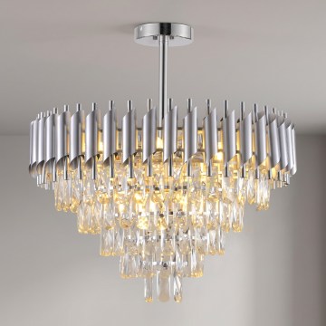 BRILAGI - Flush-mounted chandelier ECLIPSE 9xE14/10W/230V Ø 58 cm silver