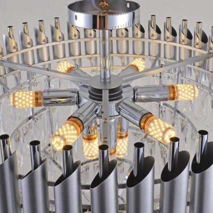 BRILAGI - Flush-mounted chandelier ECLIPSE 9xE14/10W/230V Ø 58 cm silver