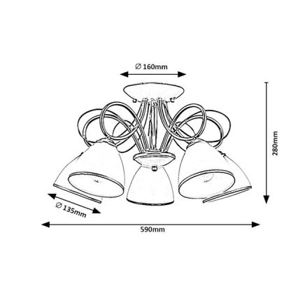 Brilagi - Flush-mounted chandelier FRED 5xE27/60W/230V Ø 59 cm gold