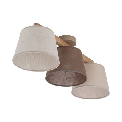 Brilagi - Flush-mounted chandelier LATTE 3xE27/15W/230V pine/mix