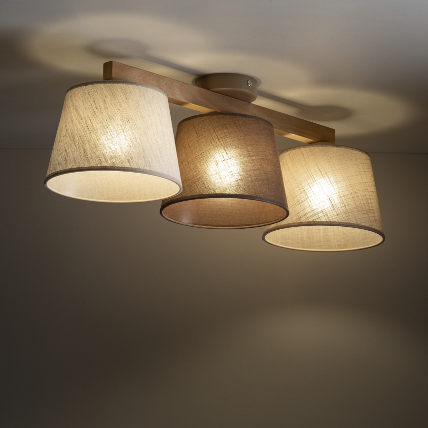 Brilagi - Flush-mounted chandelier LATTE 3xE27/60W/230V pine/mix