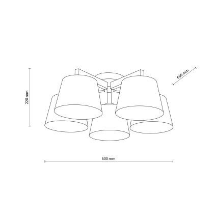 Brilagi - Flush-mounted chandelier LATTE SABIA 5xE27/15W/230V pine/white