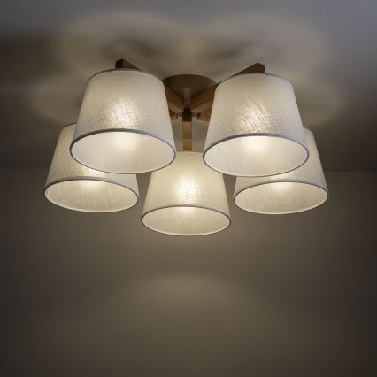 Brilagi - Flush-mounted chandelier LATTE SABIA 5xE27/60W/230V pine/white