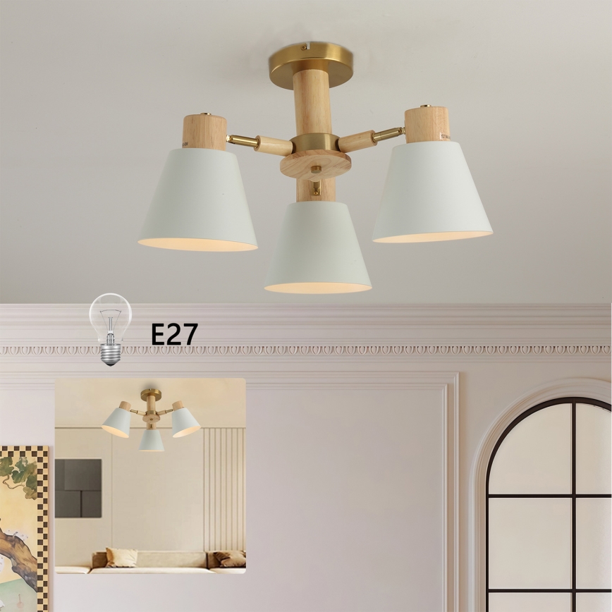 Brilagi - Flush-mounted chandelier LUND WOOD 3xE27/40W/230V Ø 50 cm wood