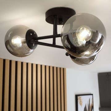 Brilagi - Flush-mounted chandelier MALIVA 3xE14/15W/230V black/smoky