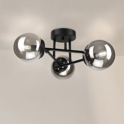 Brilagi - Flush-mounted chandelier MALIVA 3xE14/15W/230V black/smoky