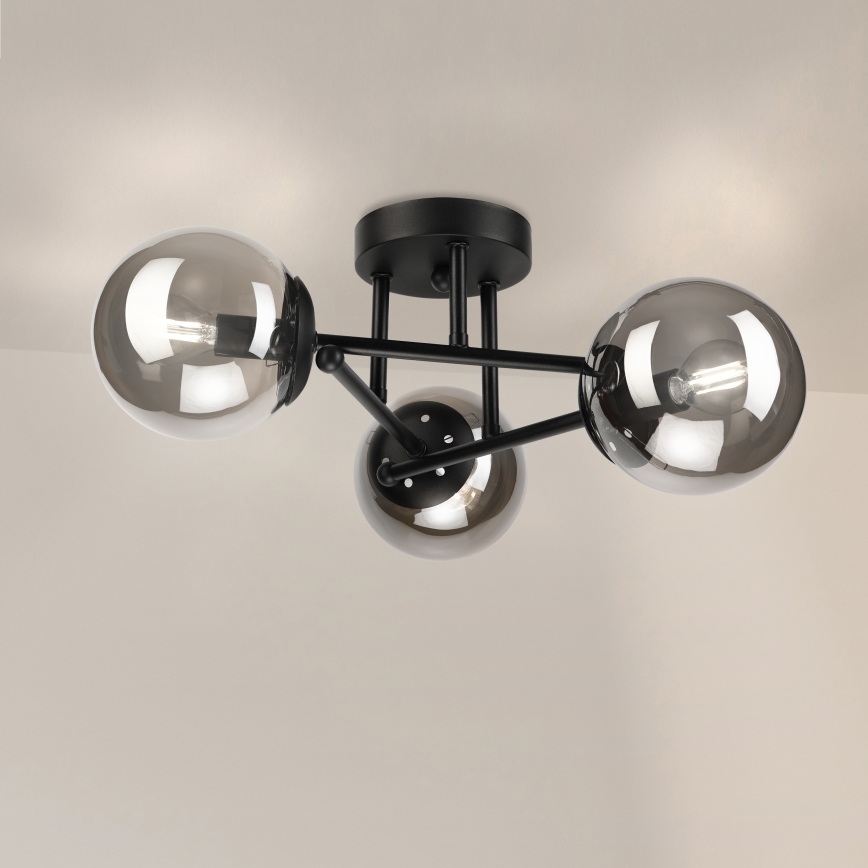Brilagi - Flush-mounted chandelier MALIVA 3xE14/15W/230V black/smoky
