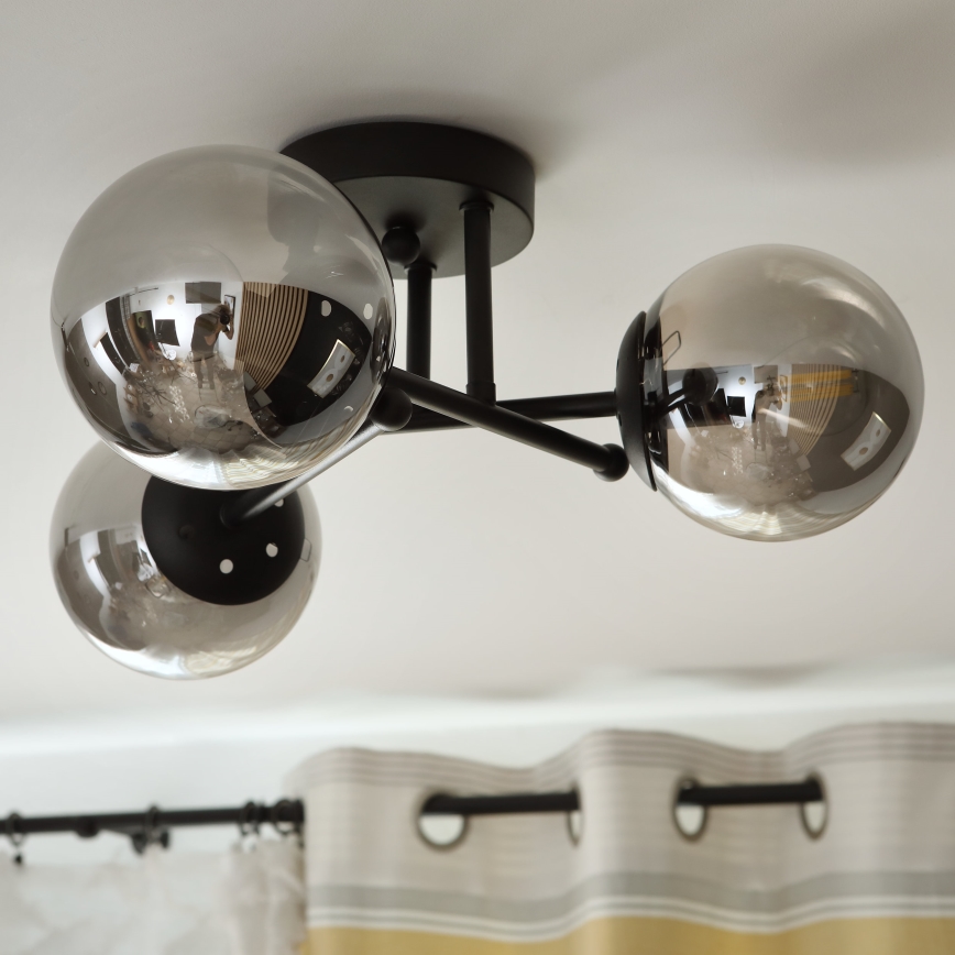 Brilagi - Flush-mounted chandelier MALIVA 3xE14/15W/230V black/smoky