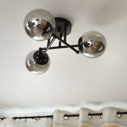 Brilagi - Flush-mounted chandelier MALIVA 3xE14/15W/230V black/smoky