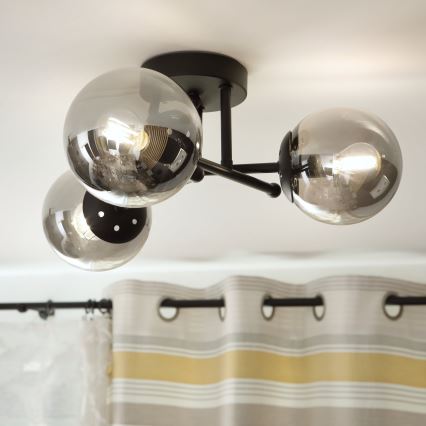 Brilagi - Flush-mounted chandelier MALIVA 3xE14/15W/230V black/smoky