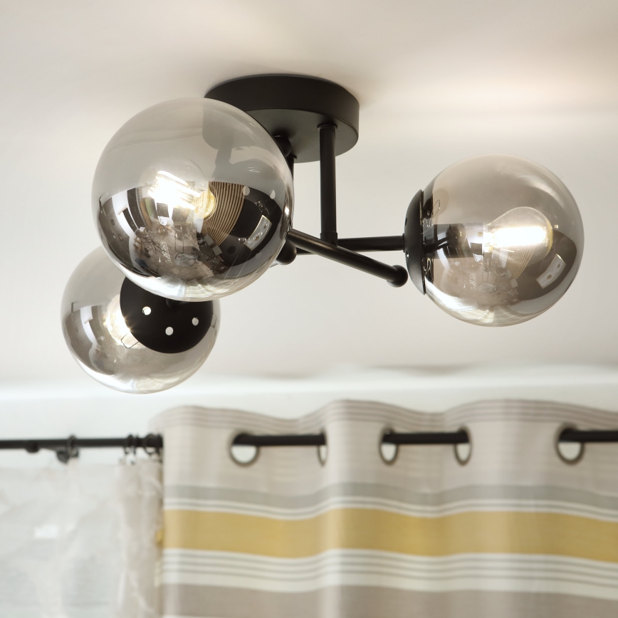Brilagi - Flush-mounted chandelier MALIVA 3xE14/15W/230V black/smoky