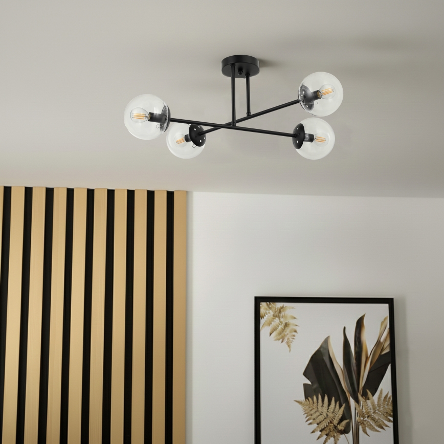 Brilagi - Flush-mounted chandelier MALIVA 4xE14/15W/230V Black/Clear