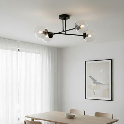 Brilagi - Flush-mounted chandelier MALIVA 4xE14/15W/230V Black/Clear