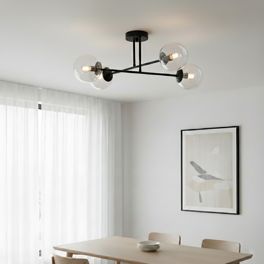 Brilagi - Flush-mounted chandelier MALIVA 4xE14/15W/230V Black/Clear