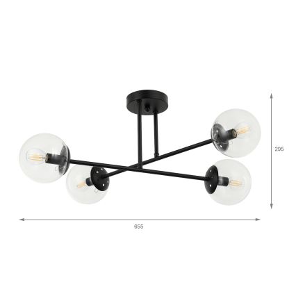Brilagi - Flush-mounted chandelier MALIVA 4xE14/15W/230V Black/Clear