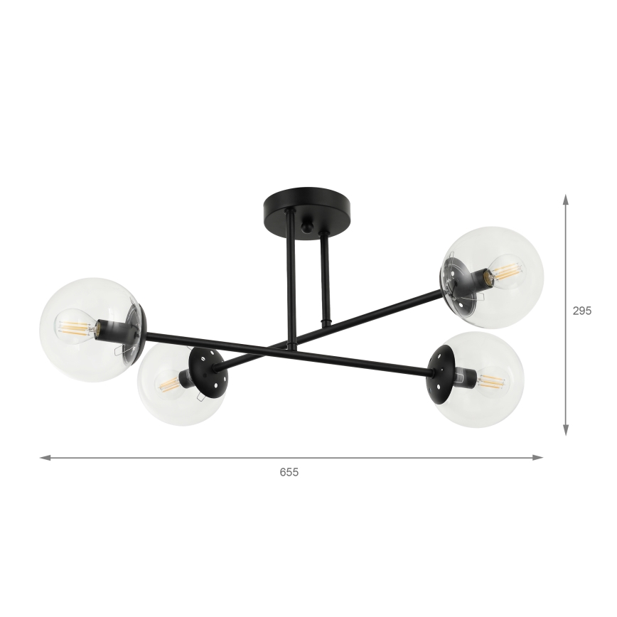 Brilagi - Flush-mounted chandelier MALIVA 4xE14/15W/230V Black/Clear