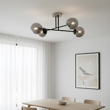 Brilagi - Flush-mounted chandelier MALIVA 4xE14/15W/230V matte chrome/smoked
