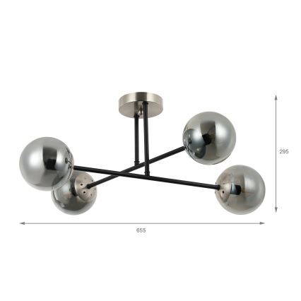 Brilagi - Flush-mounted chandelier MALIVA 4xE14/15W/230V matte chrome/smoked