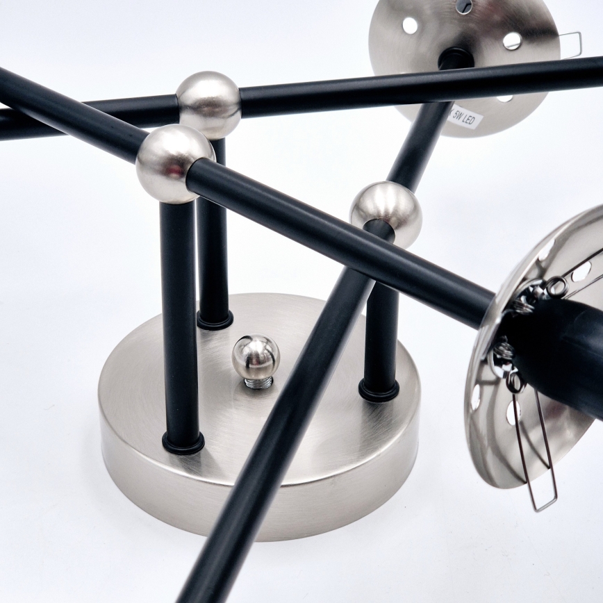 Brilagi - Flush-mounted chandelier MALIVA 6xE14/15W/230V matte chrome/smoked