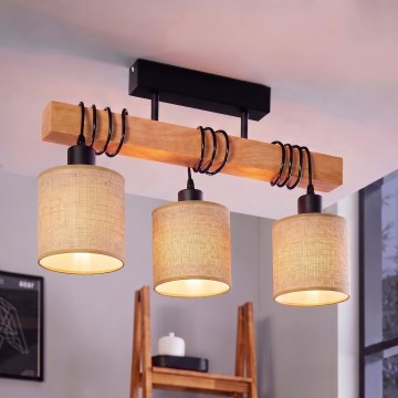 BRILAGI - Flush-mounted chandelier NUBILA 3xE27/60W/230V pine/light brown