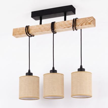BRILAGI - Flush-mounted chandelier NUBILA 3xE27/60W/230V pine/light brown