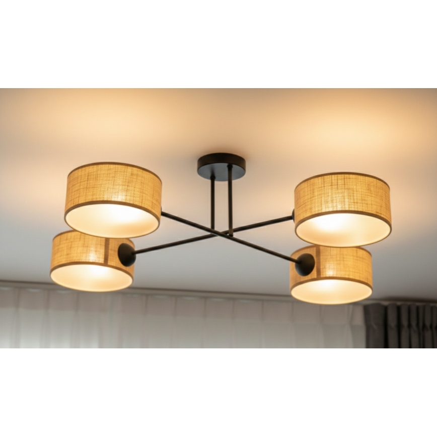 Brilagi - Flush-Mounted Chandelier VIRGO 4xE14/40W/230V beige/black
